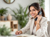 Confident professional woman on a video coaching call, demonstrating the accessible nature of virtual skincare consultations